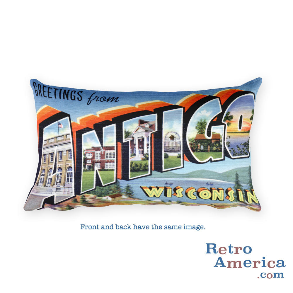 Greetings from Antigo Wisconsin Throw Pillow