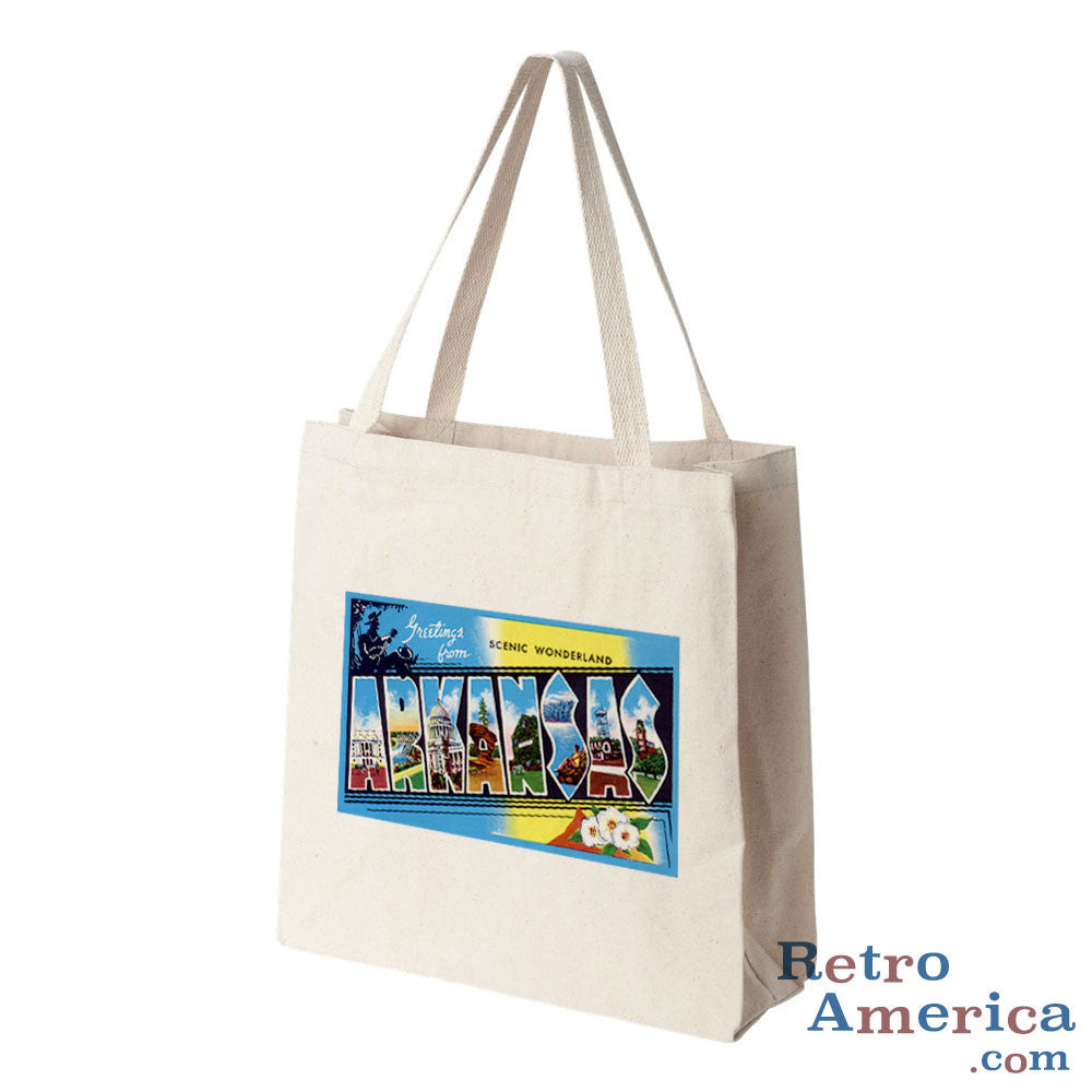 Greetings from Arkansas AR 3 Postcard Tote Bag