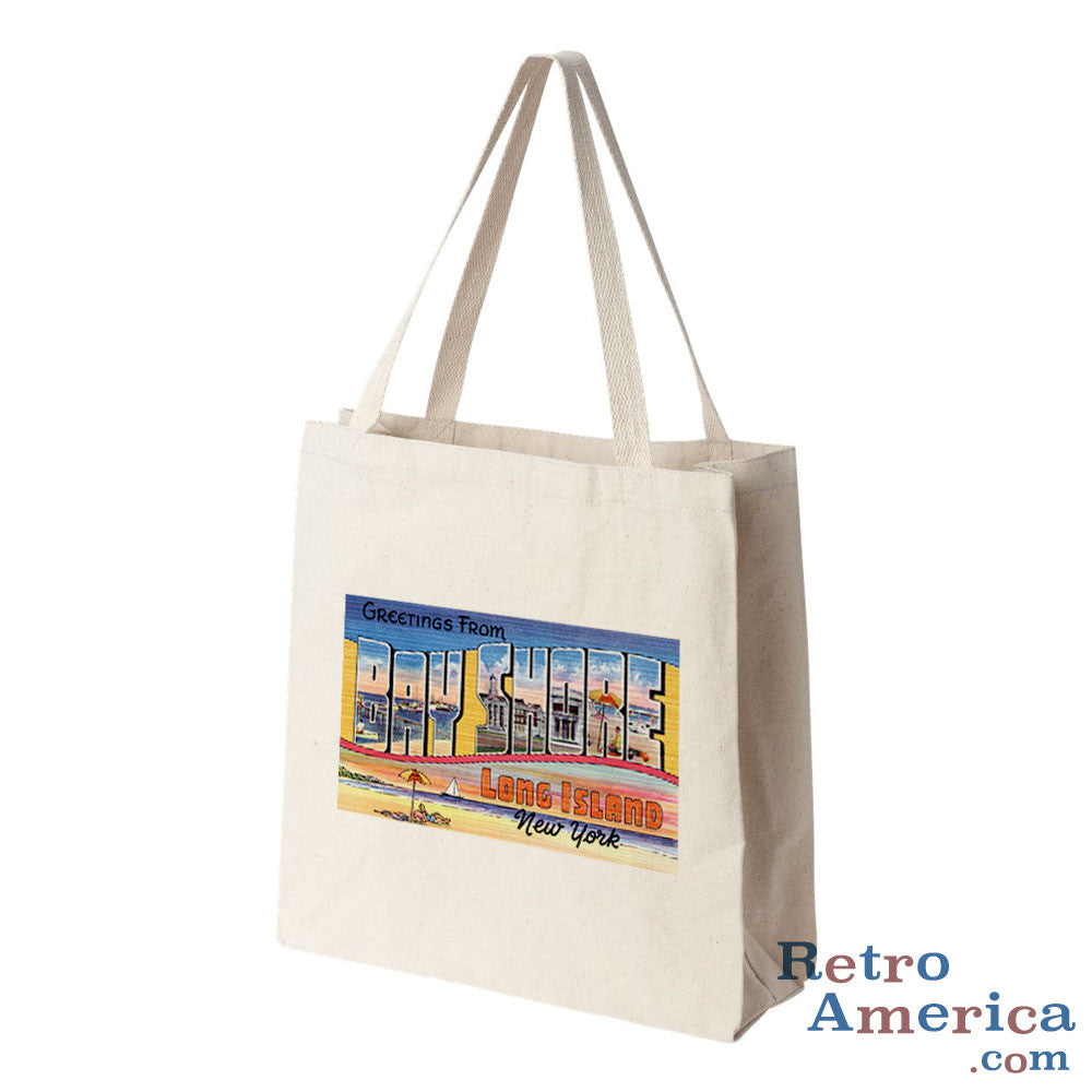 Greetings from Bay Shore Long Island New York NY Postcard Tote Bag