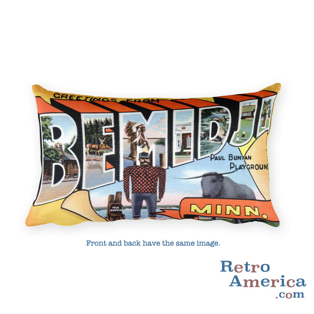 Greetings from Bemidji Minnesota Throw Pillow