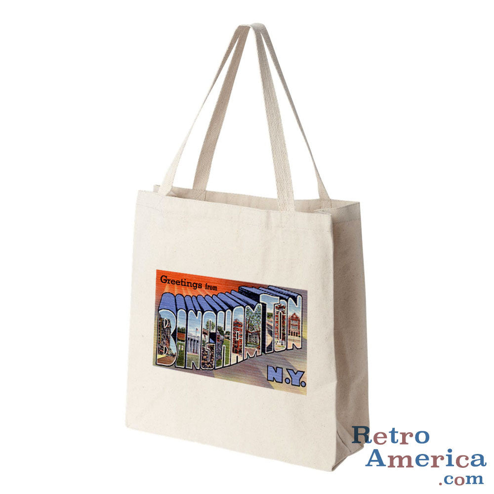 Greetings from Binghamton New York NY Postcard Tote Bag