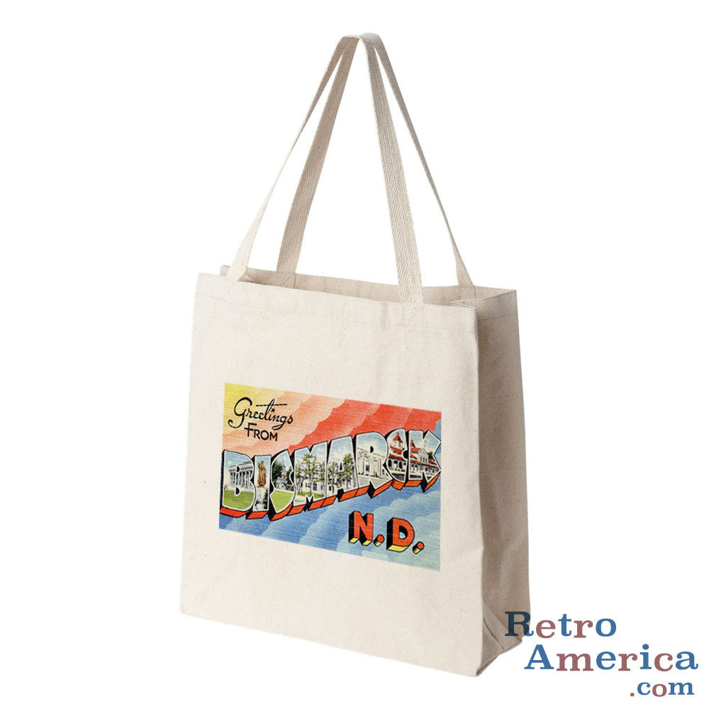 Greetings from Bismarck North Dakota ND 2 Postcard Tote Bag