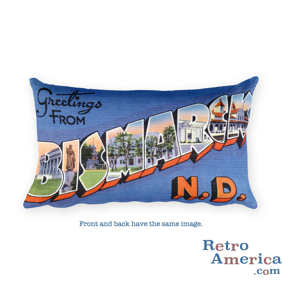 Greetings from Bismarck North Dakota Throw Pillow 1