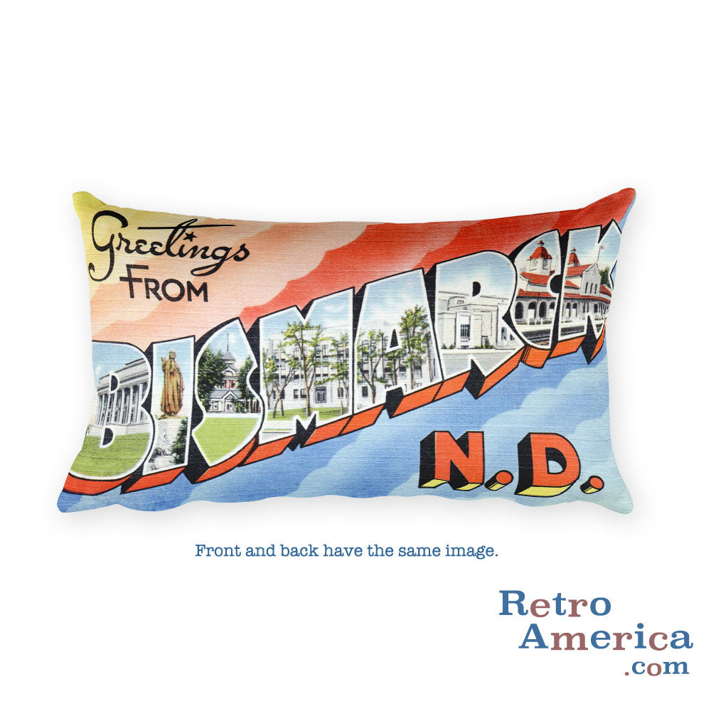 Greetings from Bismarck North Dakota Throw Pillow 2