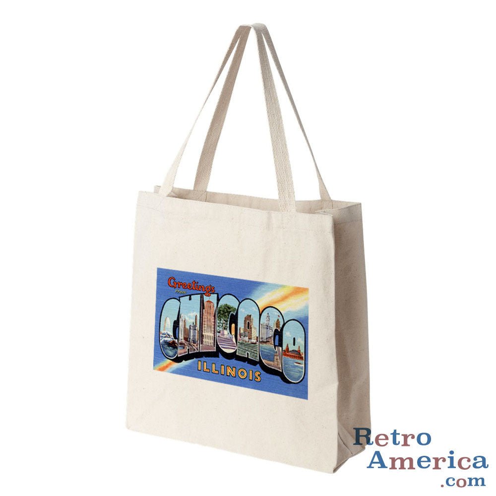 Greetings from Chicago Illinois IL 1 Postcard Tote Bag