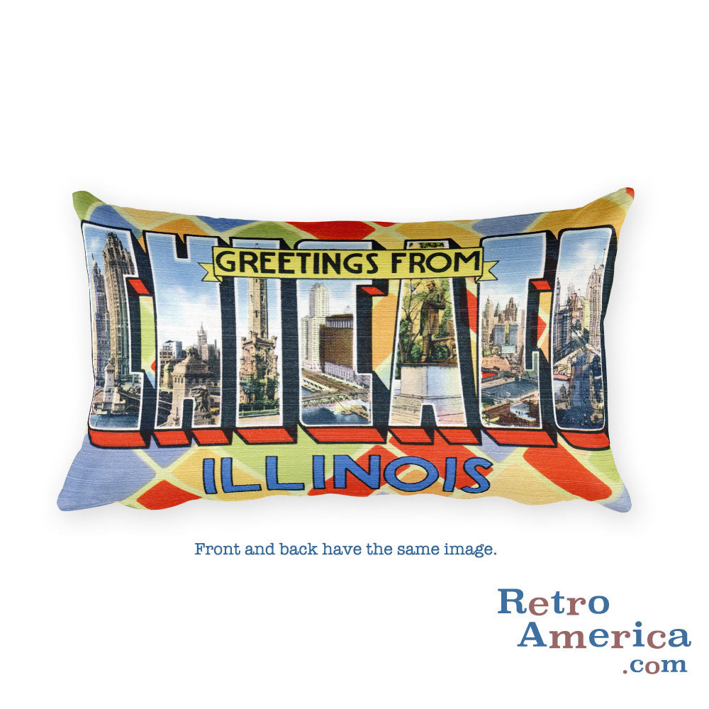 Greetings from Chicago Illinois Throw Pillow 3