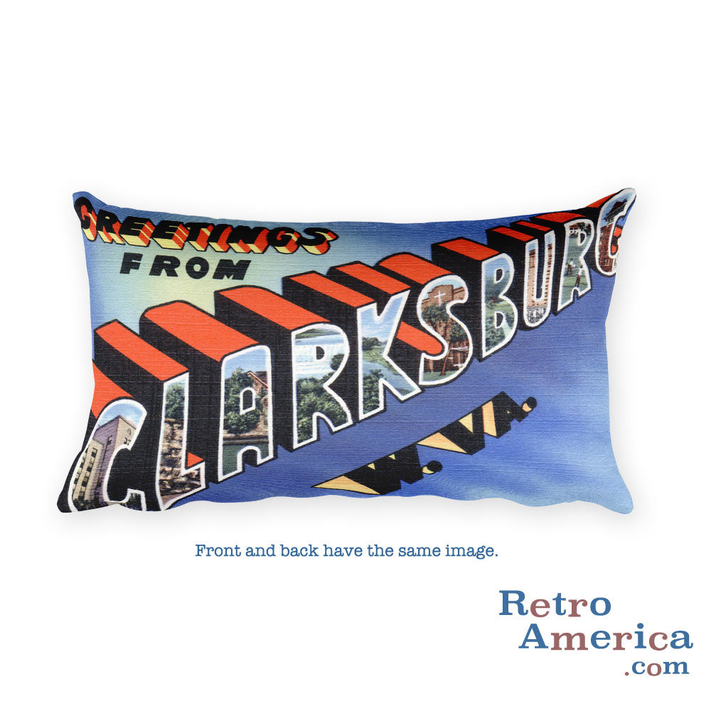 Greetings from Clarksburg West Virginia Throw Pillow
