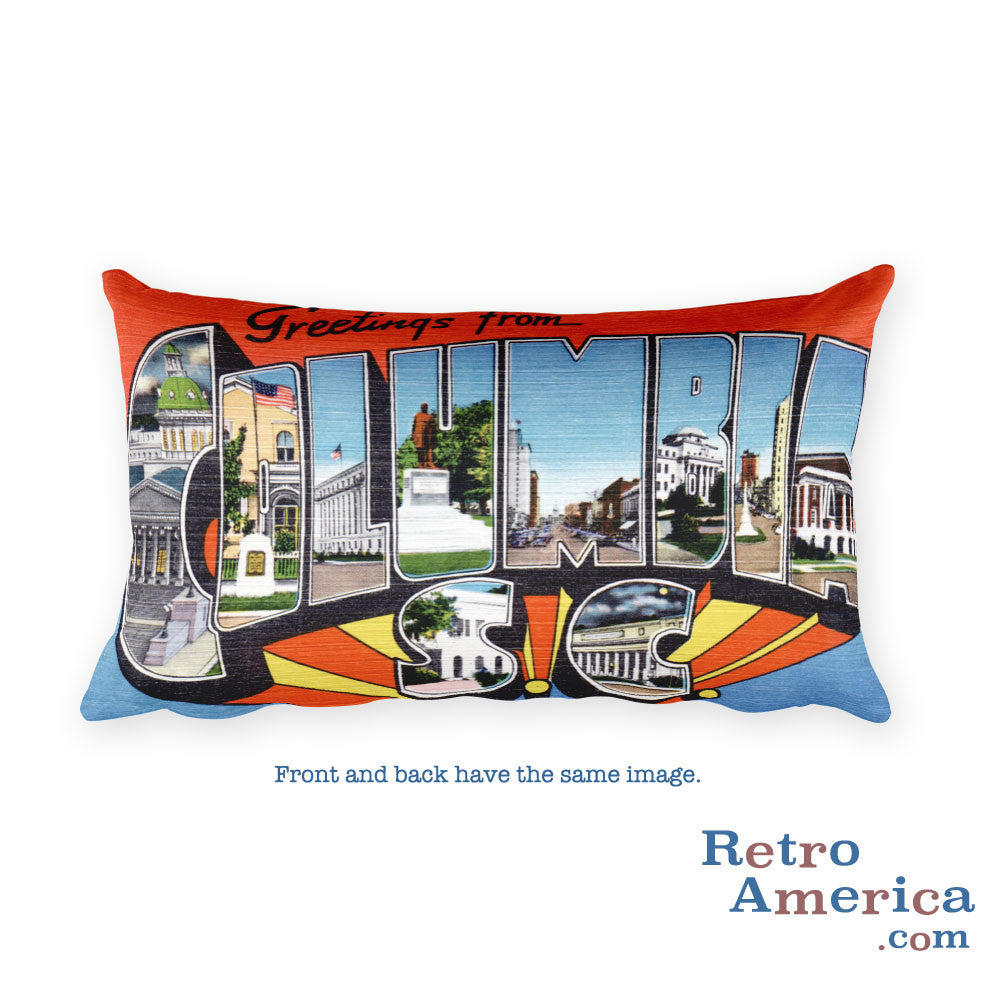 Greetings from Columbia South Carolina Throw Pillow 1