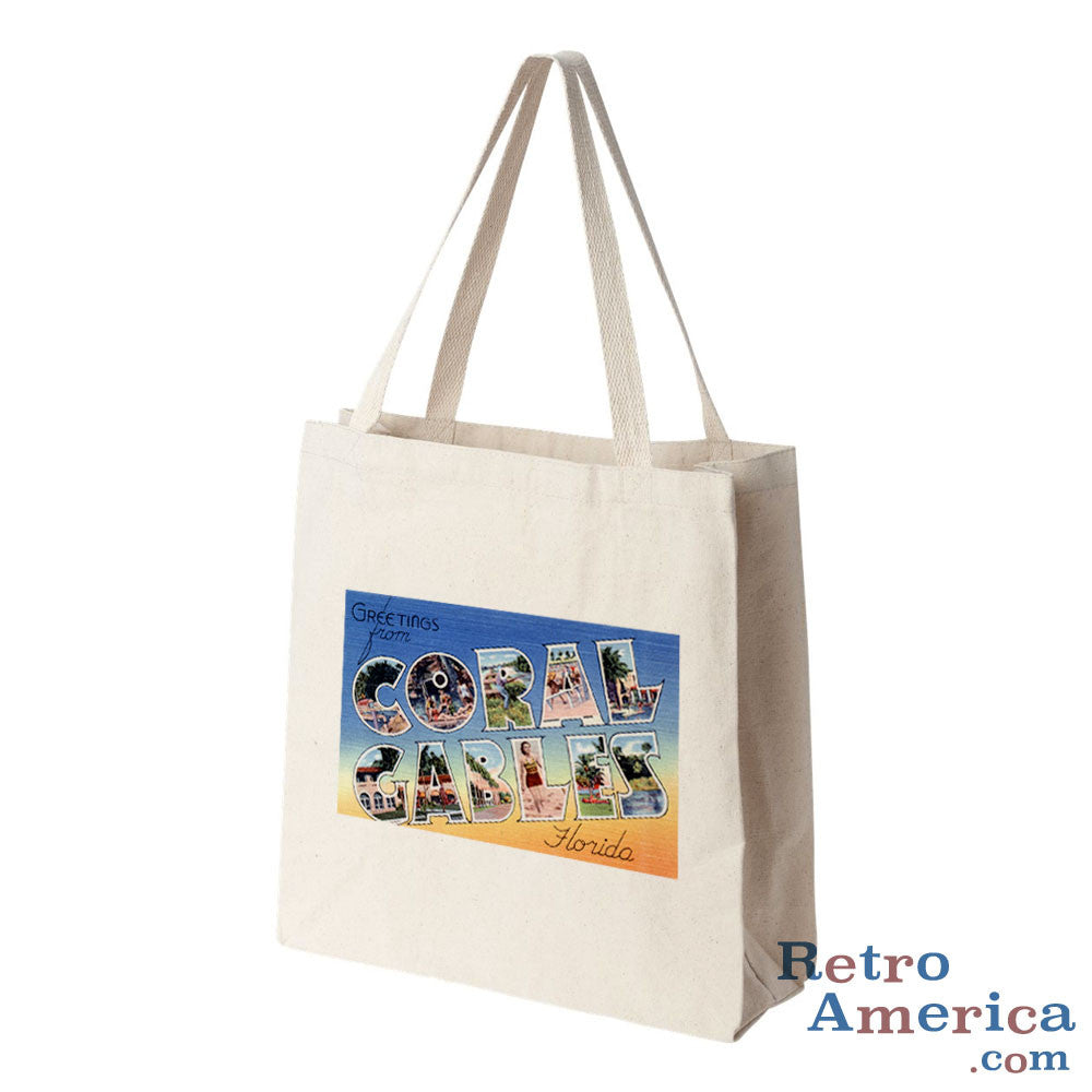 Greetings from Coral Gables Florida FL 1 Postcard Tote Bag