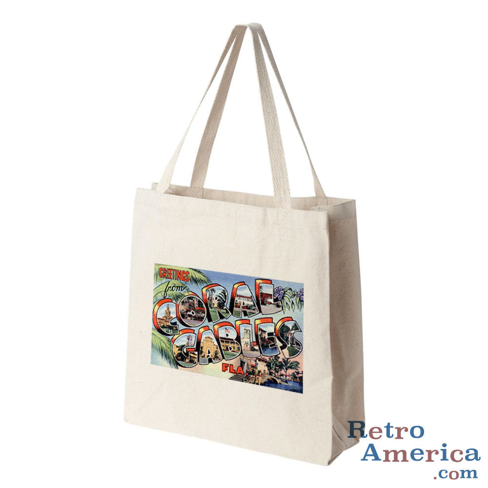 Greetings from Coral Gables Florida FL 2 Postcard Tote Bag