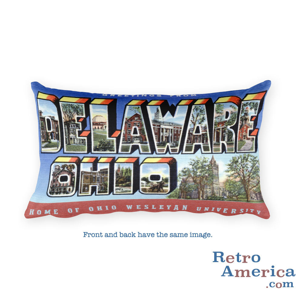 Greetings from Delaware Ohio Throw Pillow