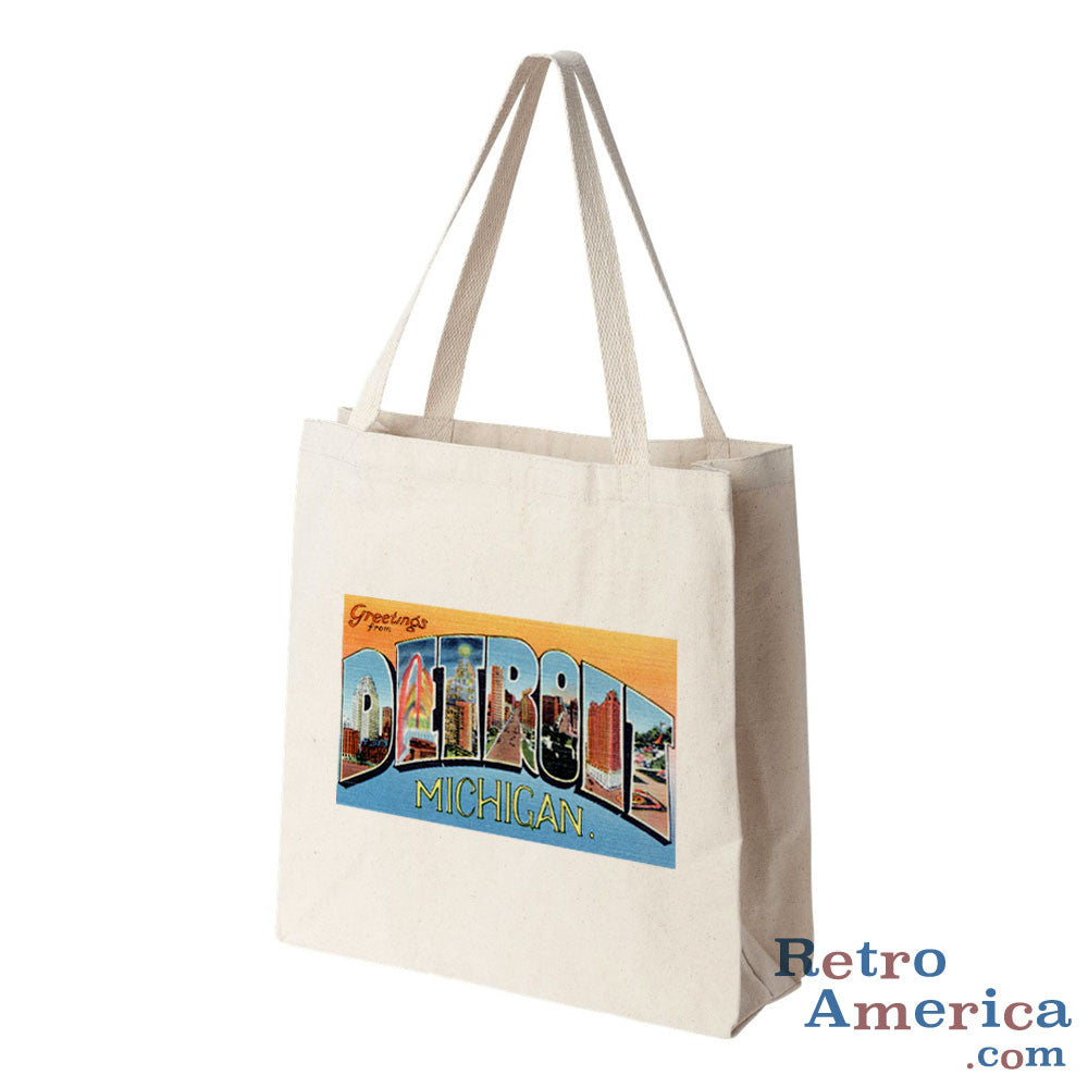 Greetings from Detroit Michigan MI 3 Postcard Tote Bag