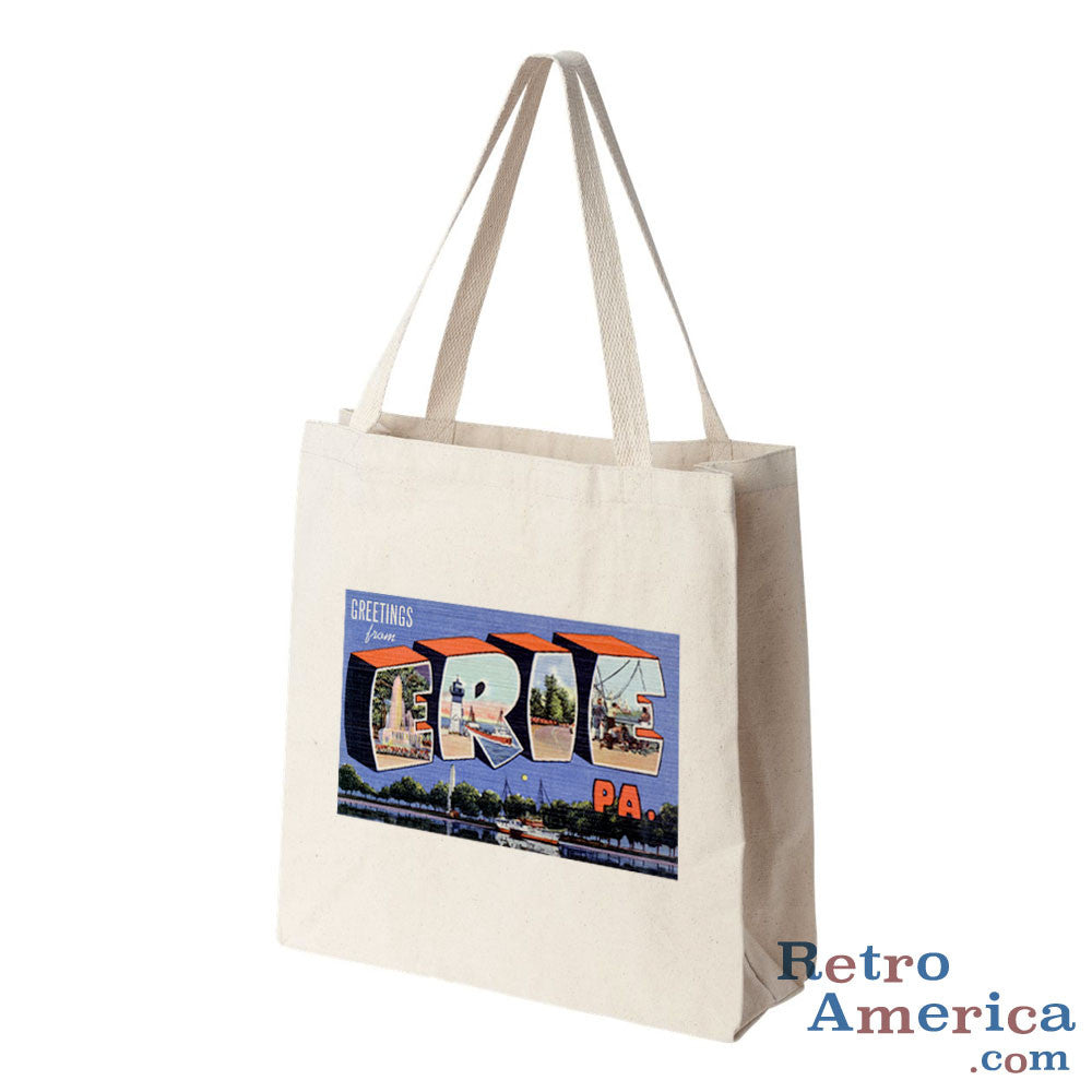 Greetings from Erie Pennsylvania PA Postcard Tote Bag