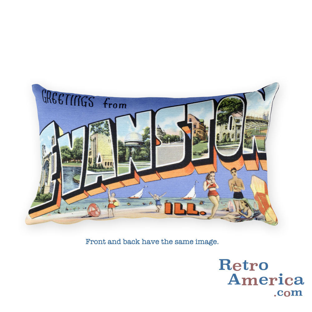 Greetings from Evanston Illinois Throw Pillow