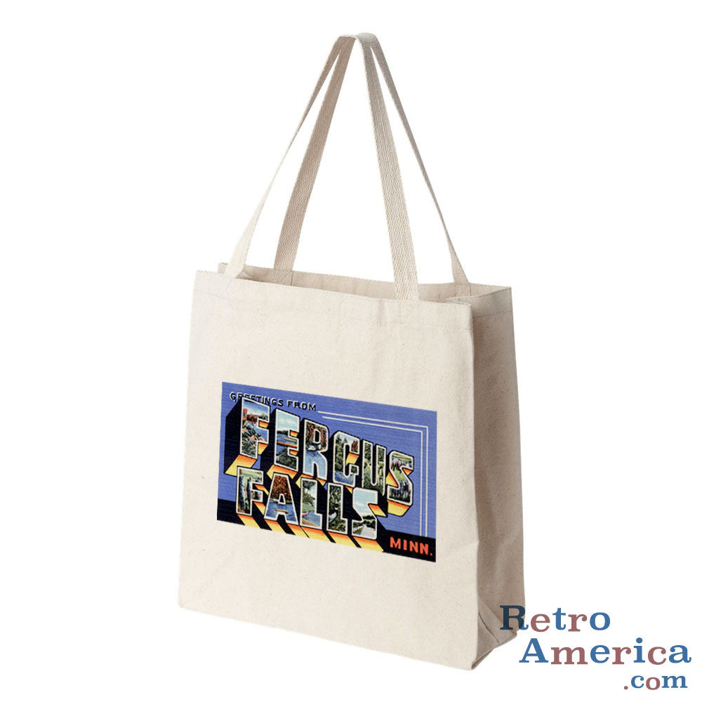 Greetings from Fergus Falls Minnesota MN Postcard Tote Bag