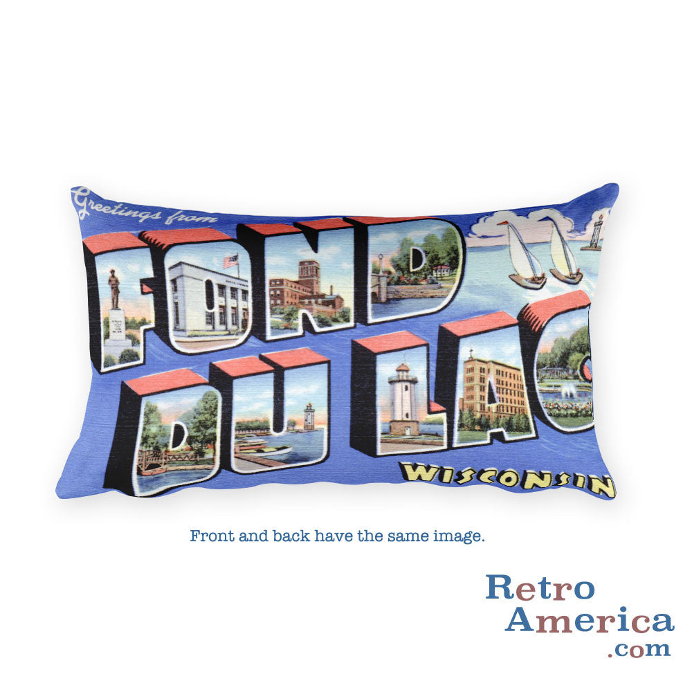 Greetings from Fond Du Lac Wisconsin Throw Pillow