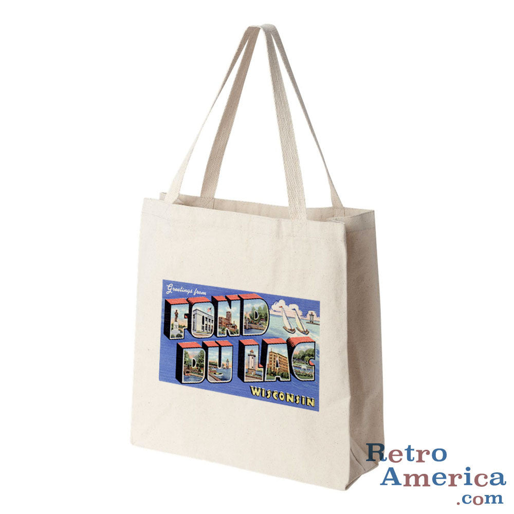 Greetings from Fond Du Lac Wisconsin WI Postcard Tote Bag