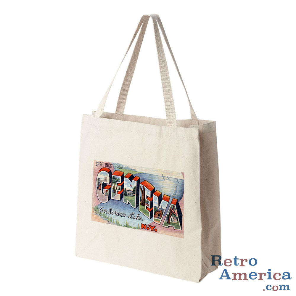 Greetings from Geneva New York NY Postcard Tote Bag