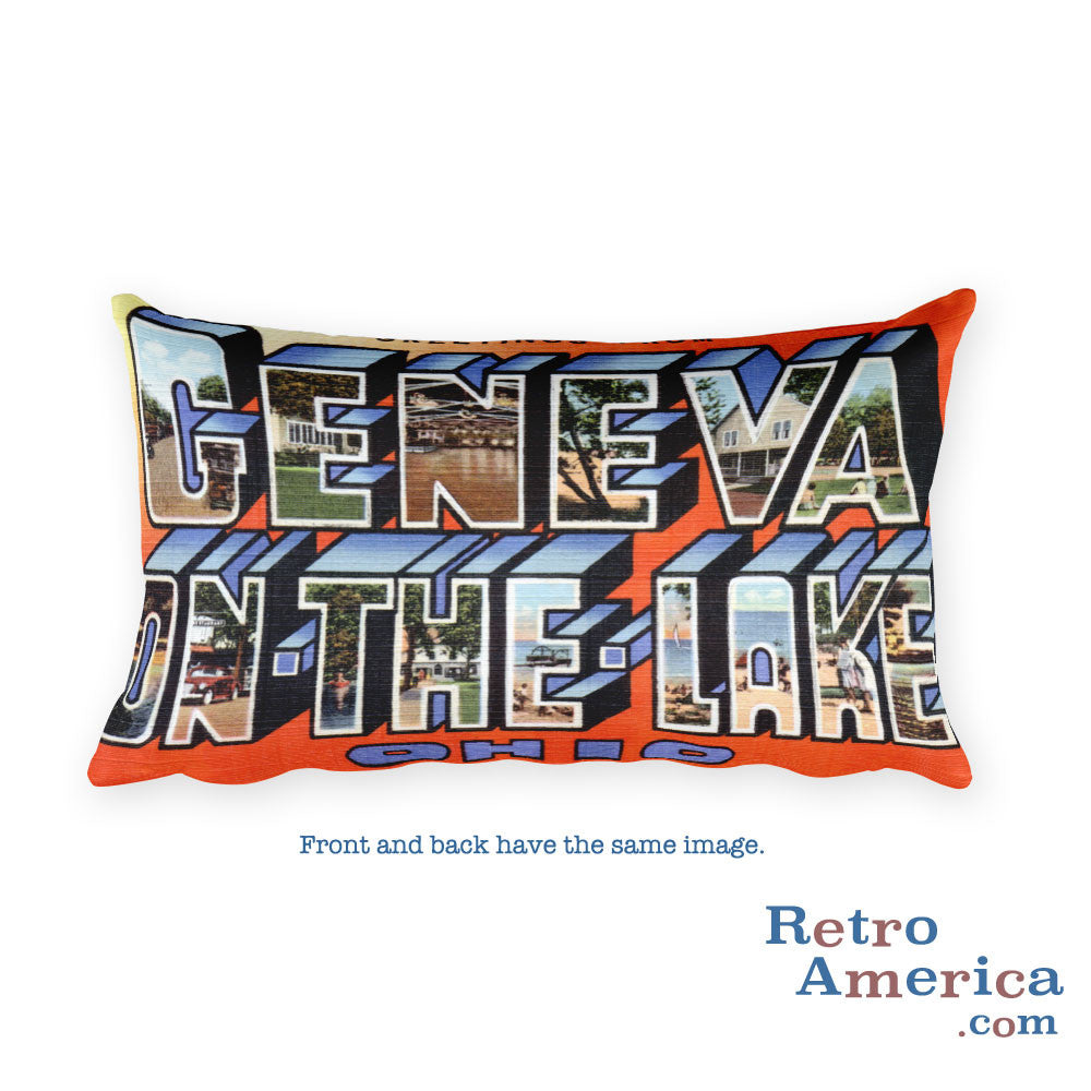 Greetings from Geneva On The Lake Ohio Throw Pillow