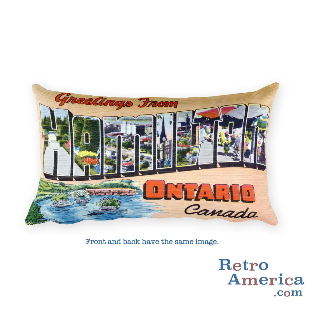 Greetings from Hamilton Ontario Canada Throw Pillow