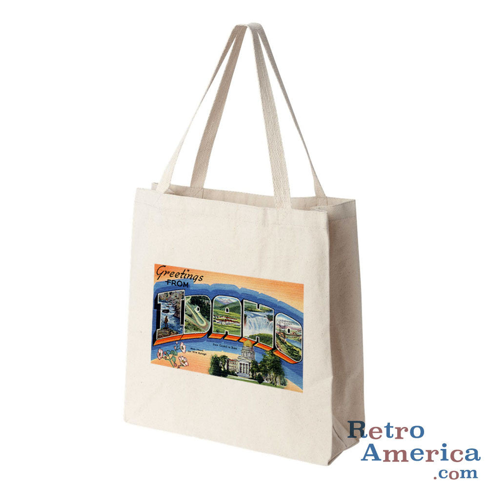 Greetings from Idaho ID Postcard Tote Bag