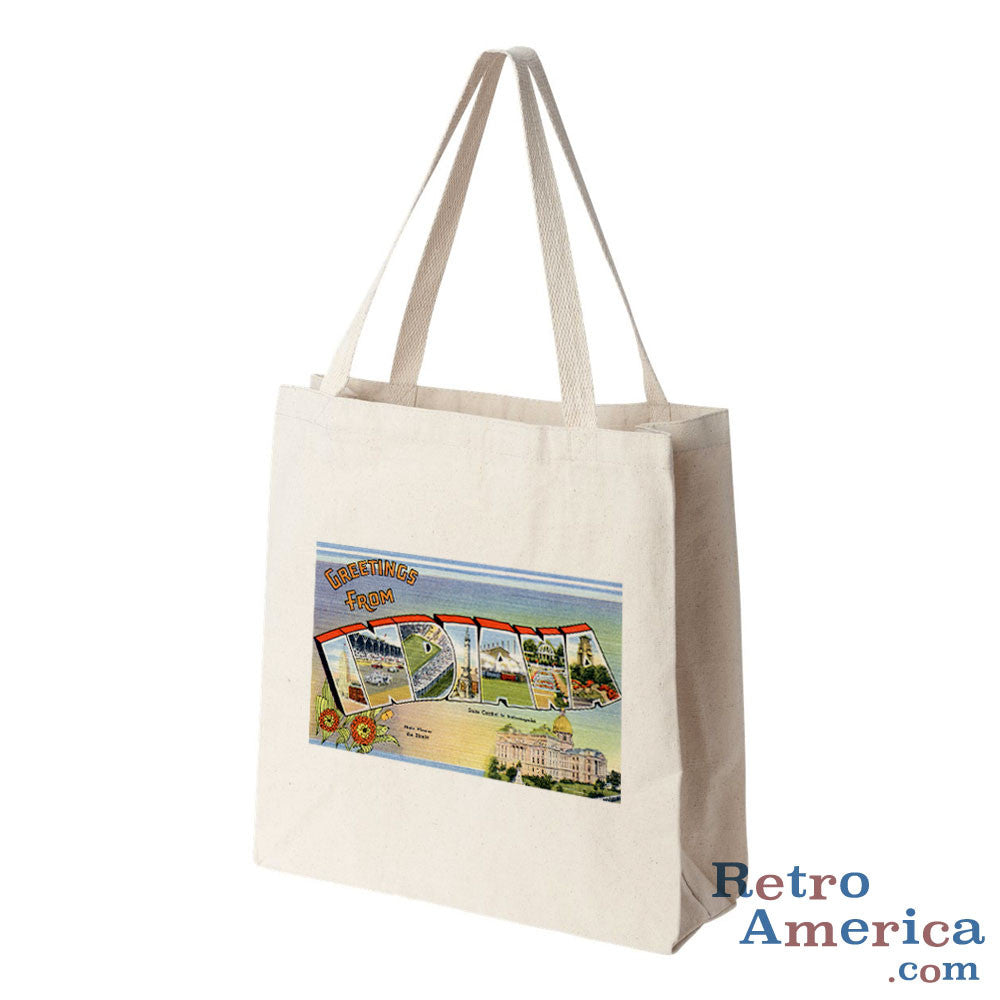Greetings from Indiana IN 1 Postcard Tote Bag