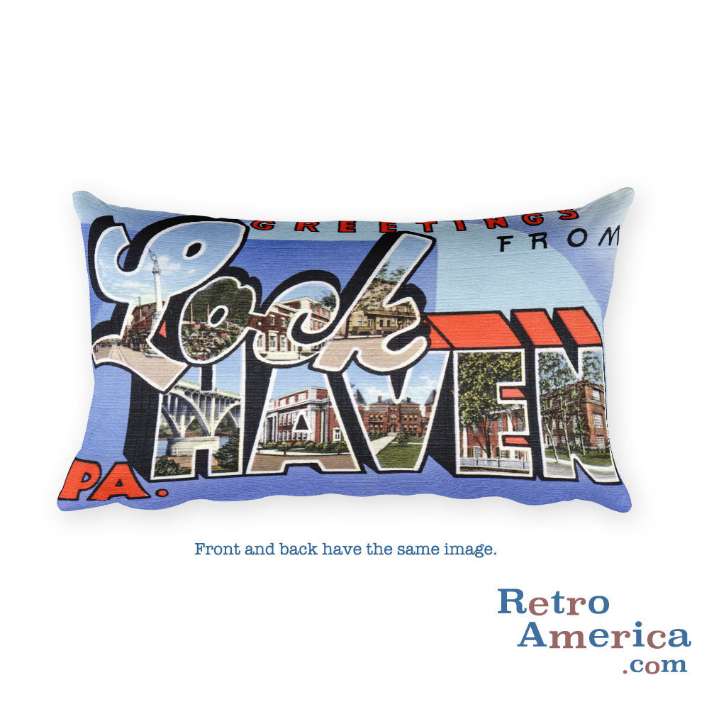 Greetings from Lock Haven Pennsylvania Throw Pillow