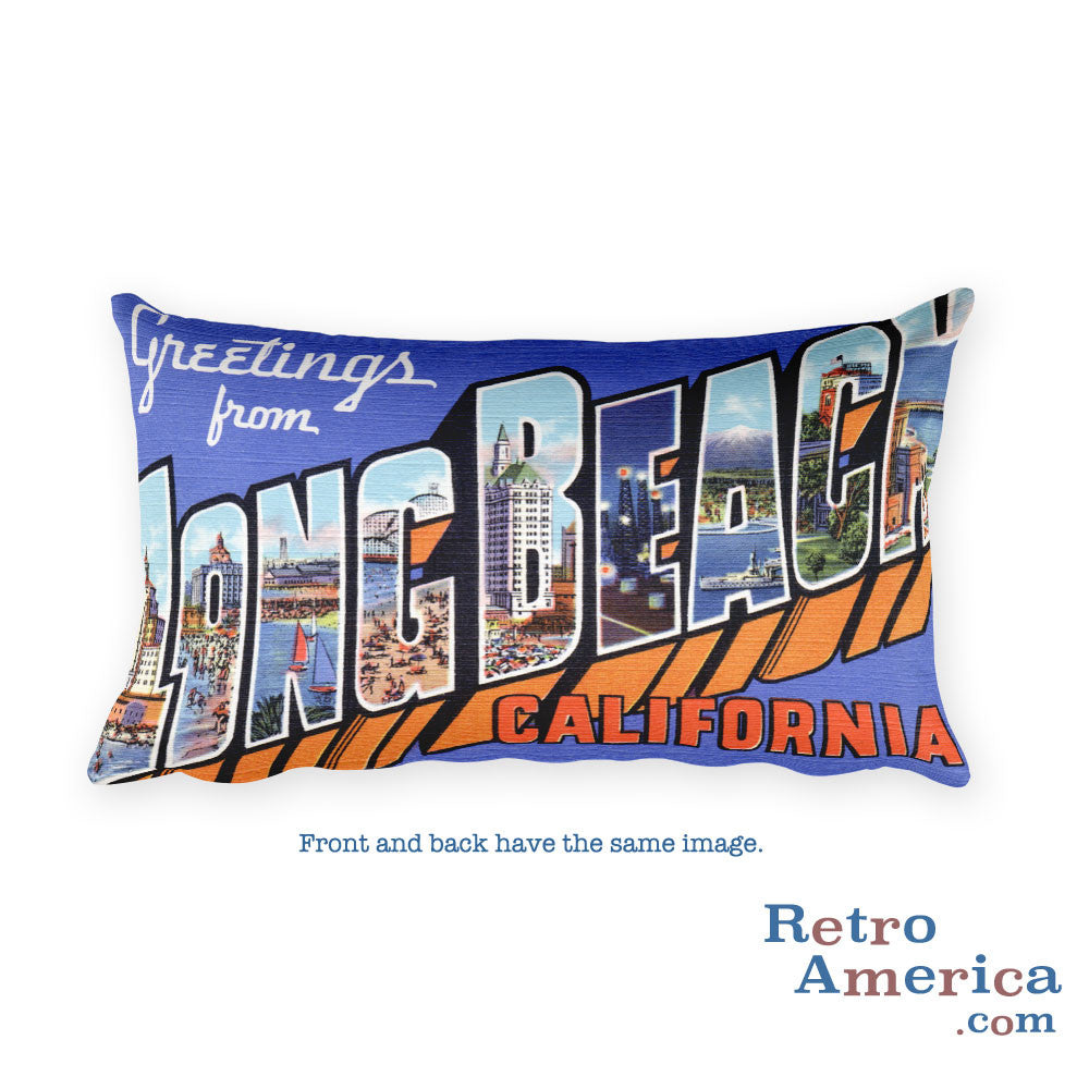 Greetings from Long Beach California Throw Pillow