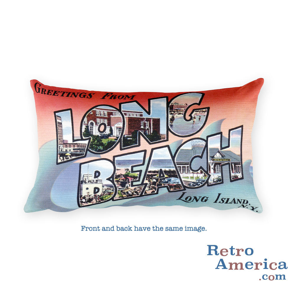 Greetings from Long Beach Long Island New York Throw Pillow 2