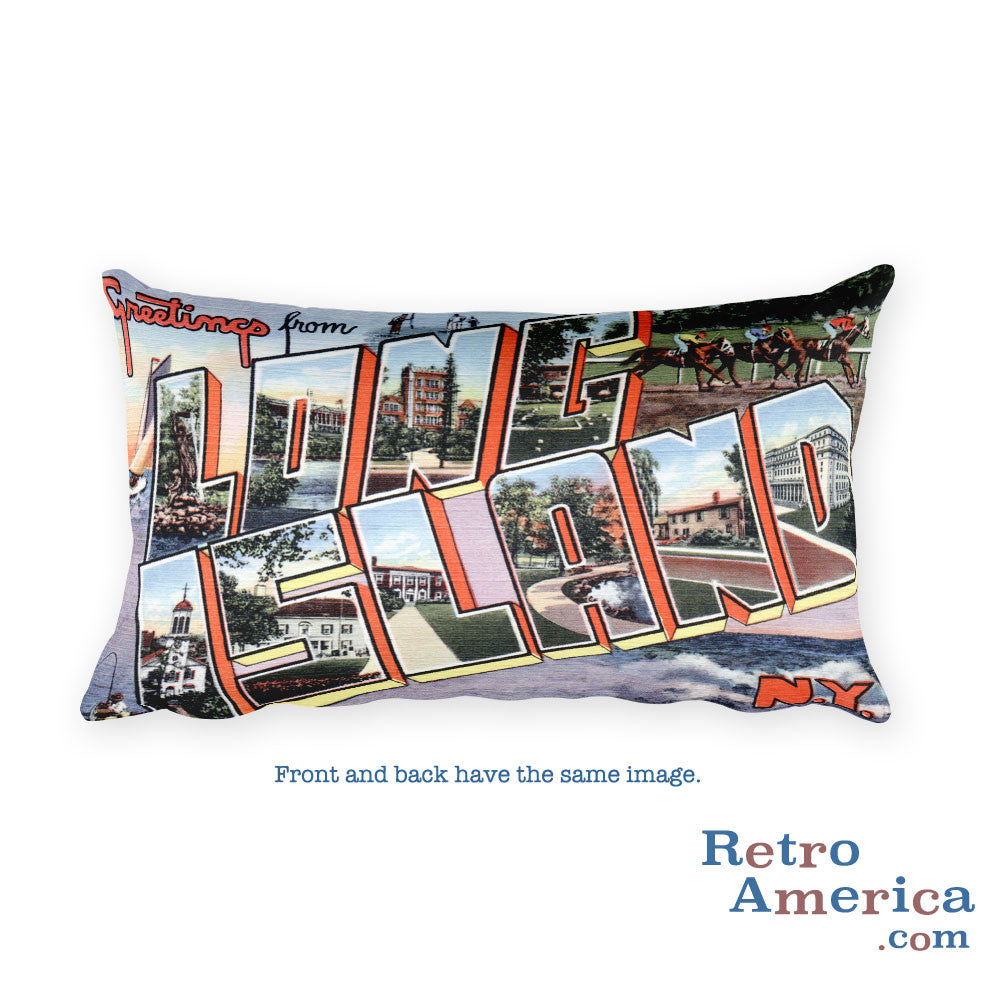 Greetings from Long Island New York Throw Pillow 1