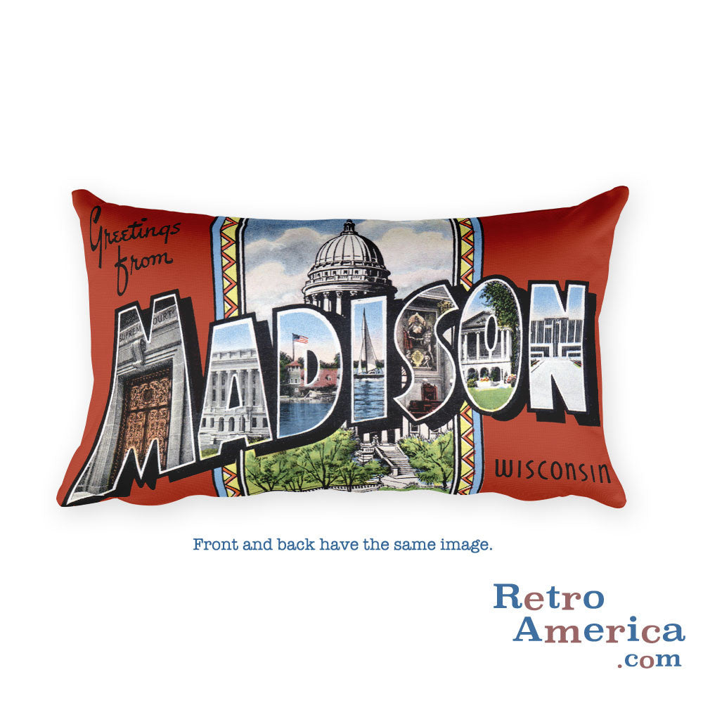 Greetings from Madison Wisconsin Throw Pillow 2