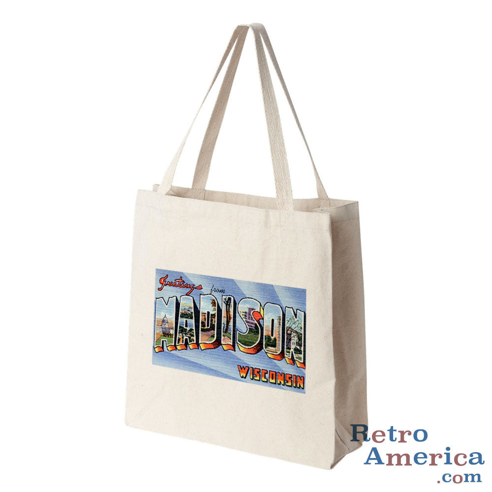 Greetings from Madison Wisconsin WI 1 Postcard Tote Bag
