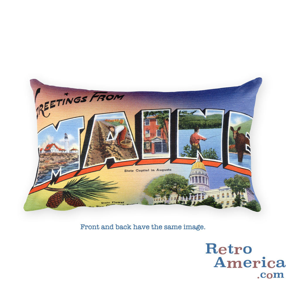 Greetings from Maine Throw Pillow 1