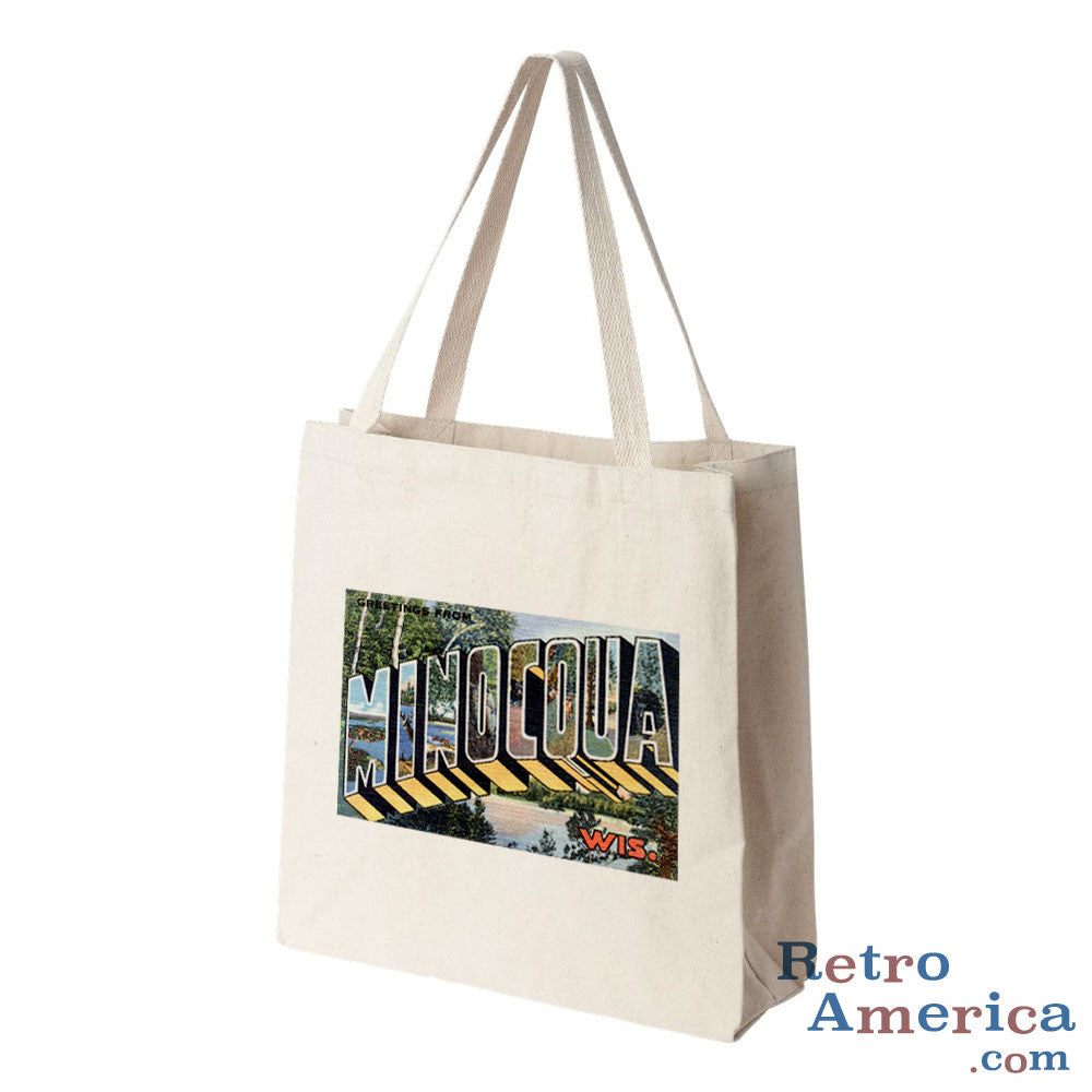 Greetings from Minocqua Wisconsin WI Postcard Tote Bag