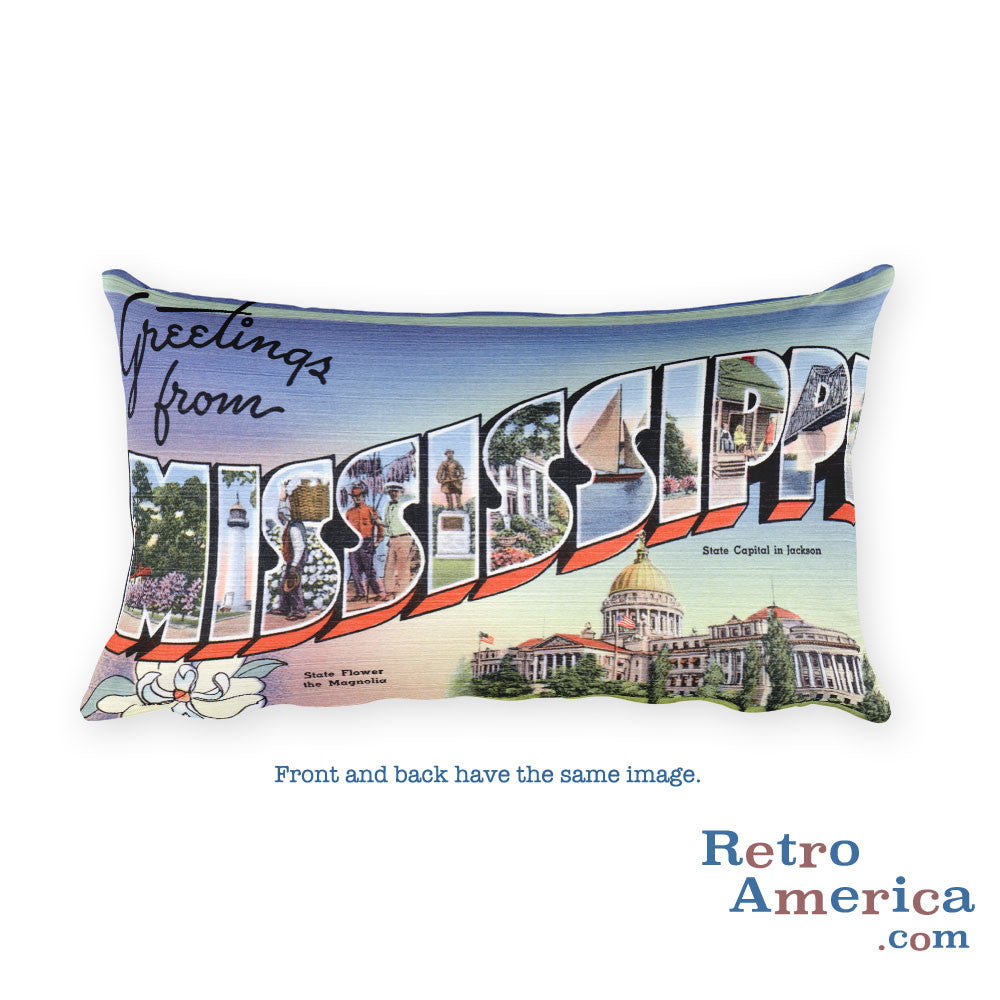 Greetings from Mississippi Throw Pillow 1