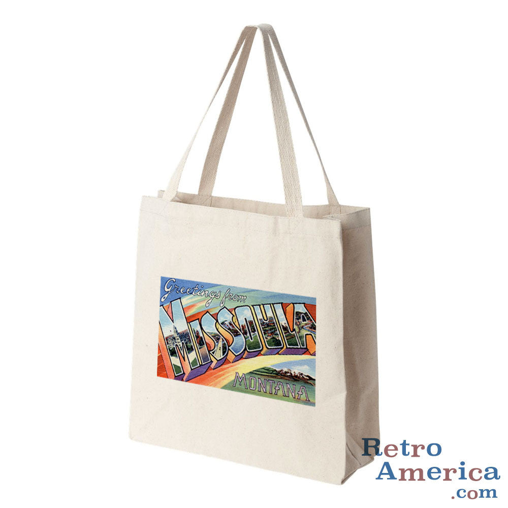 Greetings from Missoula Montana MT Postcard Tote Bag