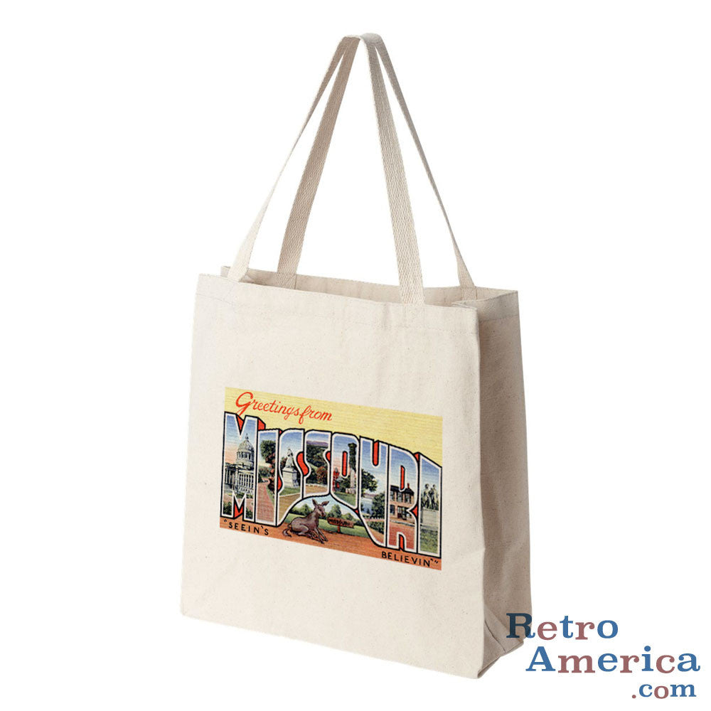 Greetings from Missouri MO 3 Postcard Tote Bag
