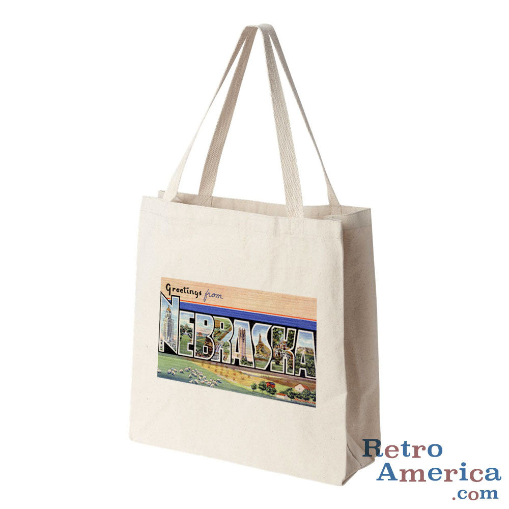 Greetings from Nebraska NE 2 Postcard Tote Bag