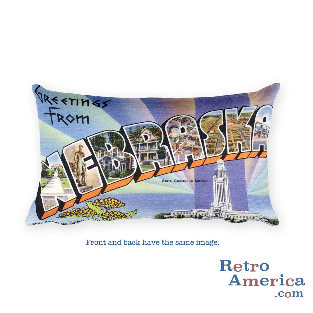 Greetings from Nebraska Throw Pillow 1