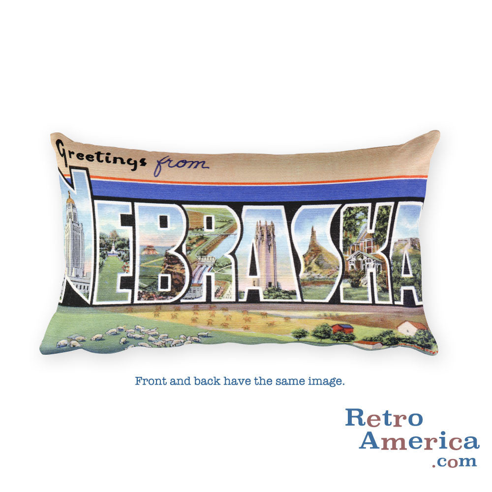 Greetings from Nebraska Throw Pillow 2