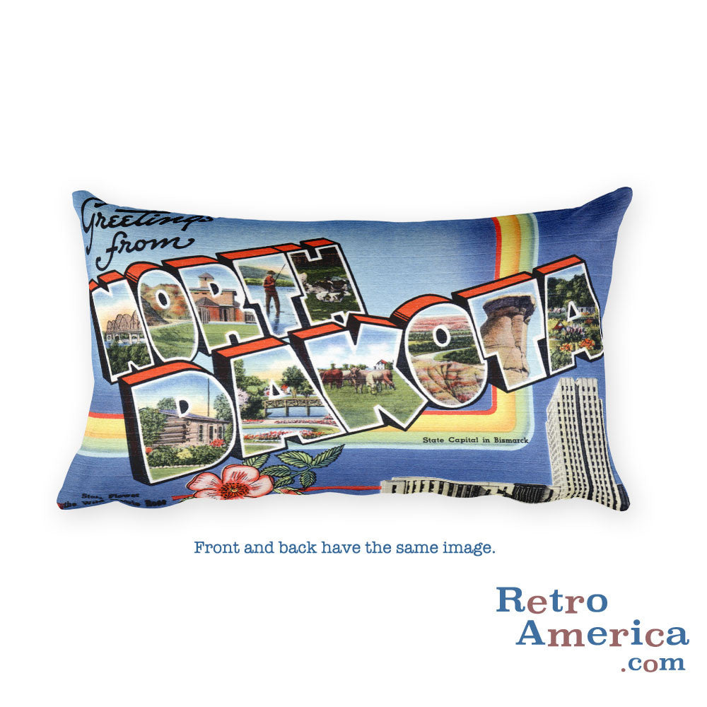 Greetings from North Dakota Throw Pillow 1