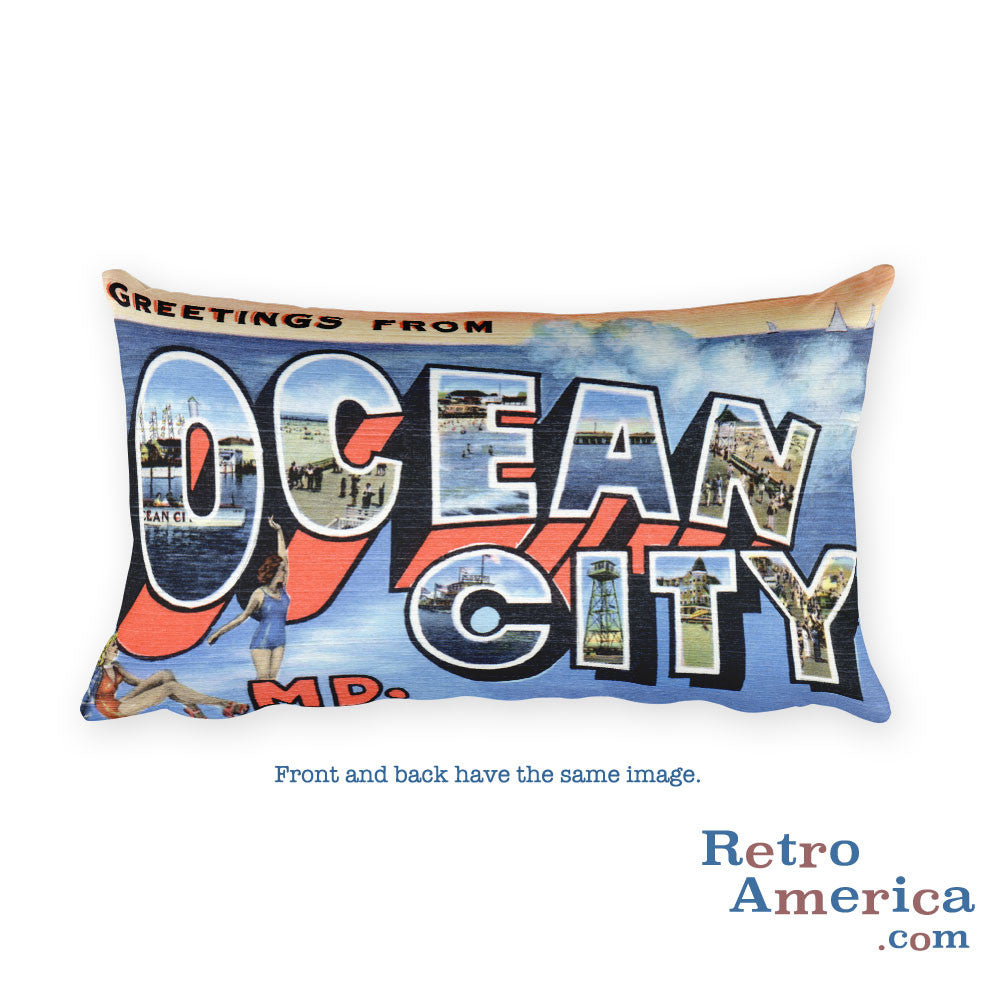 Greetings from Ocean City Maryland Throw Pillow