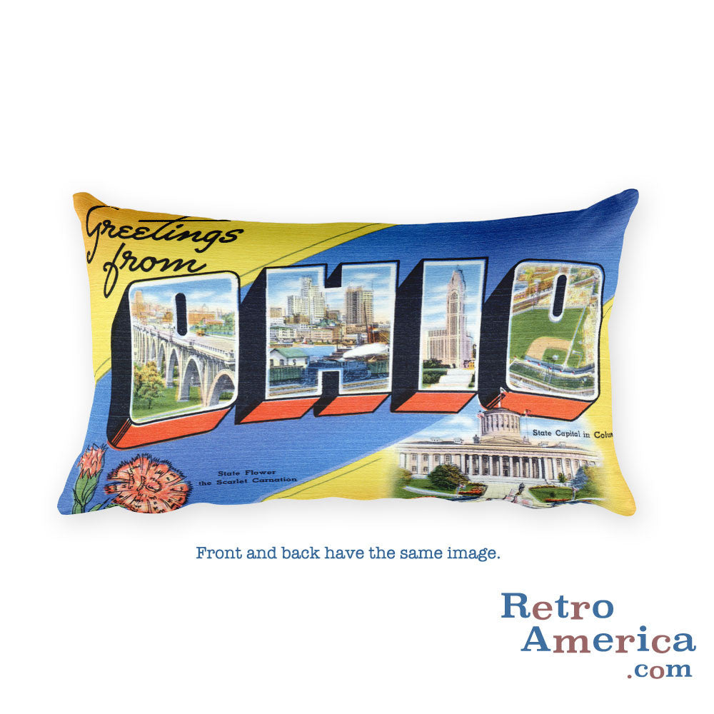 Greetings from Ohio Throw Pillow 1