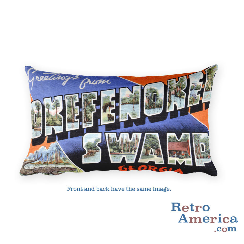 Greetings from Okefenokee Swamp Georgia Throw Pillow