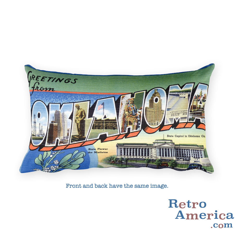 Greetings from Oklahoma Throw Pillow 1