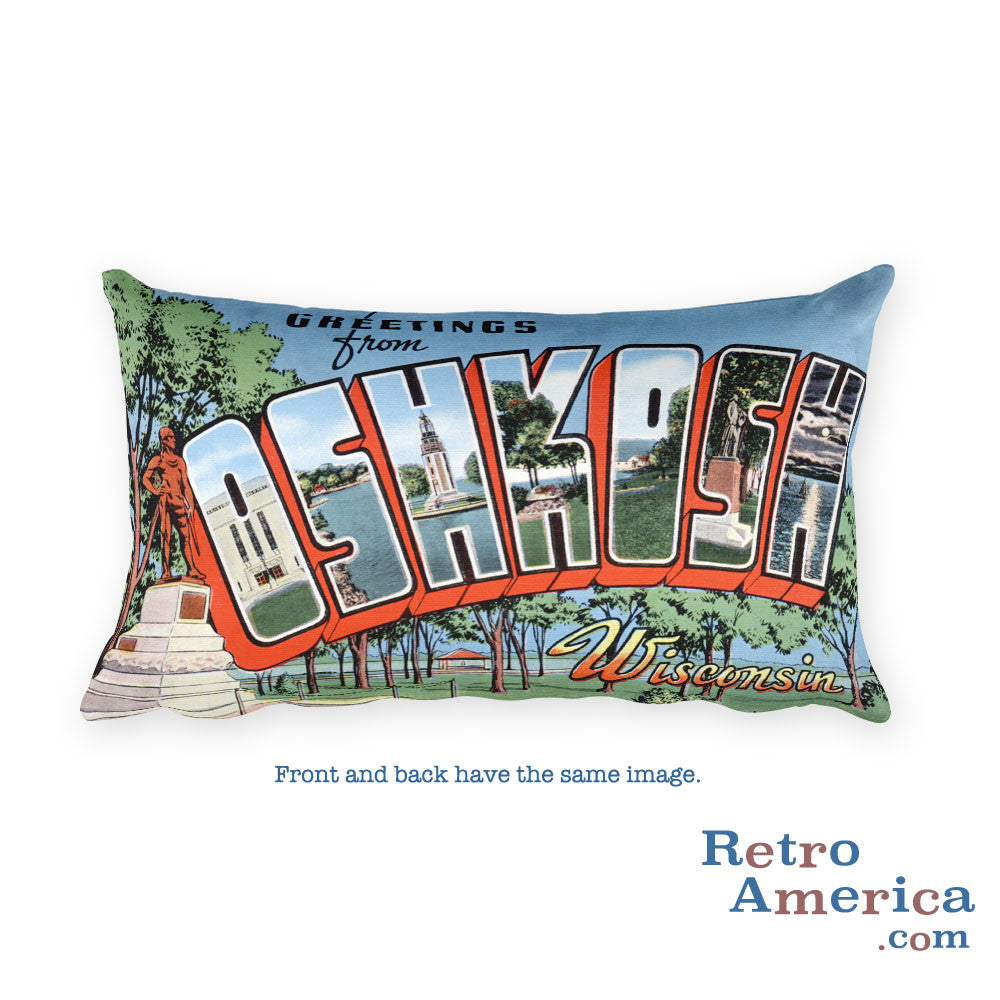 Greetings from Oshkosh Wisconsin Throw Pillow 1