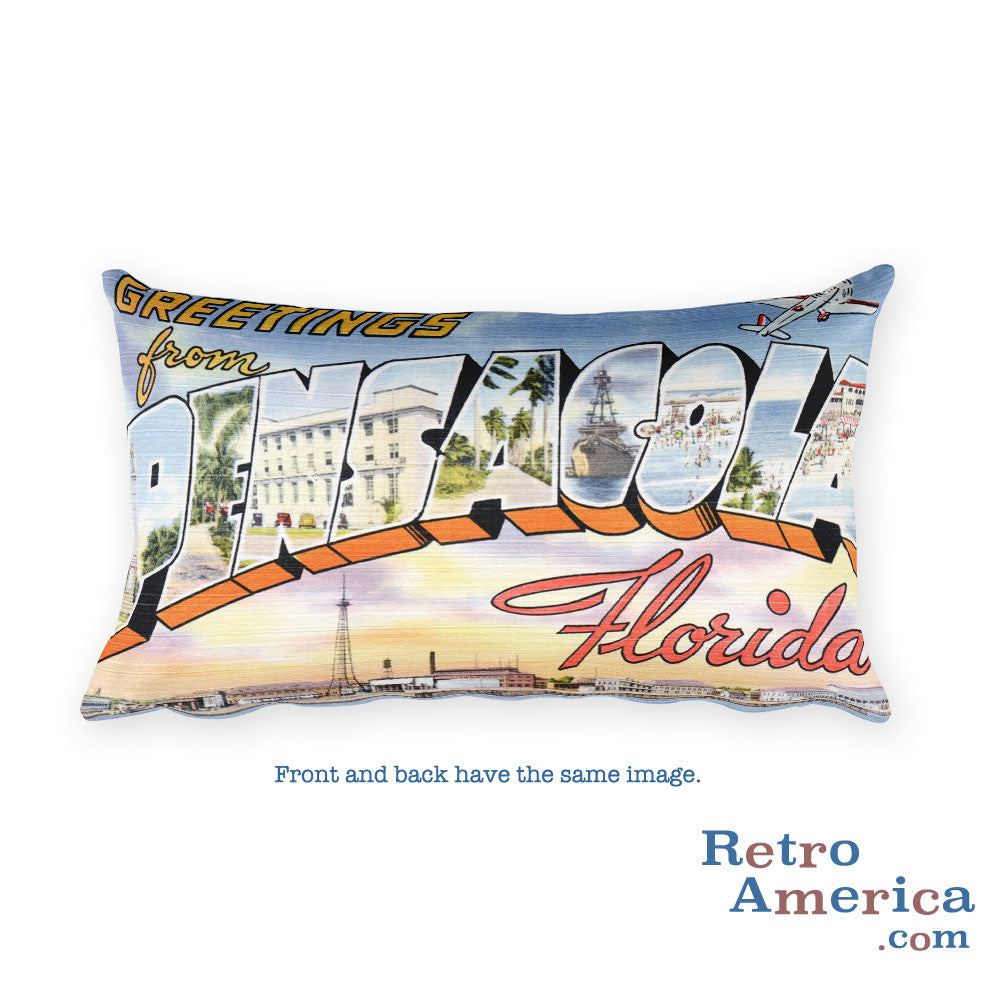 Greetings from Pensacola Florida Throw Pillow 1