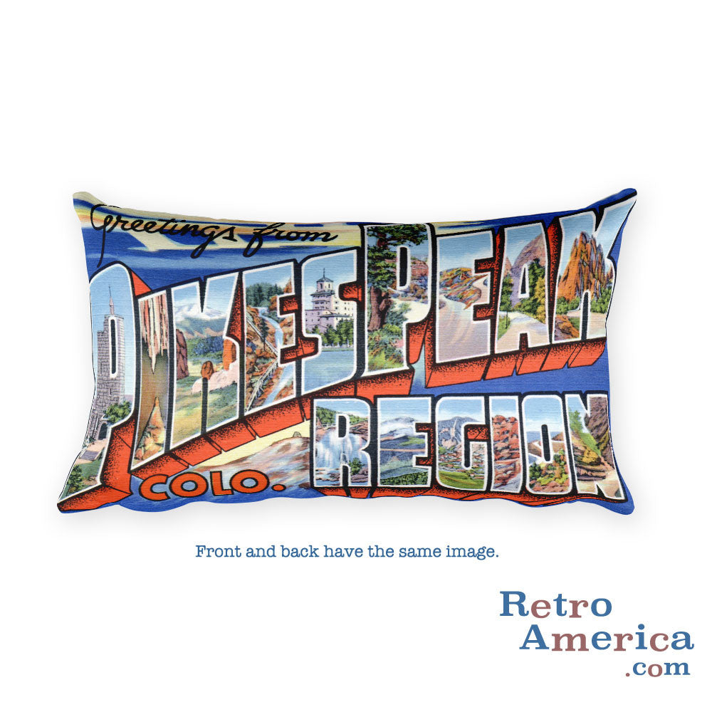 Greetings from Pikes Peak Colorado Throw Pillow