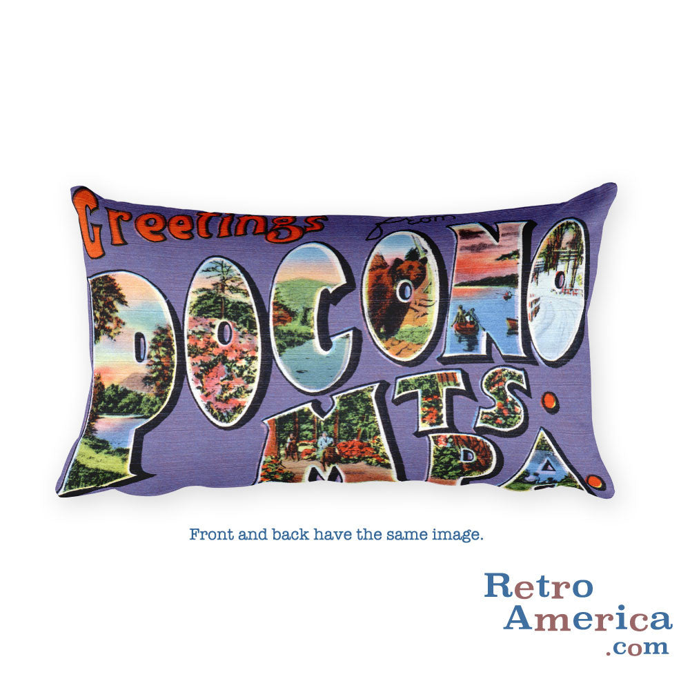Greetings from Pocono Mountains Pennsylvania Throw Pillow
