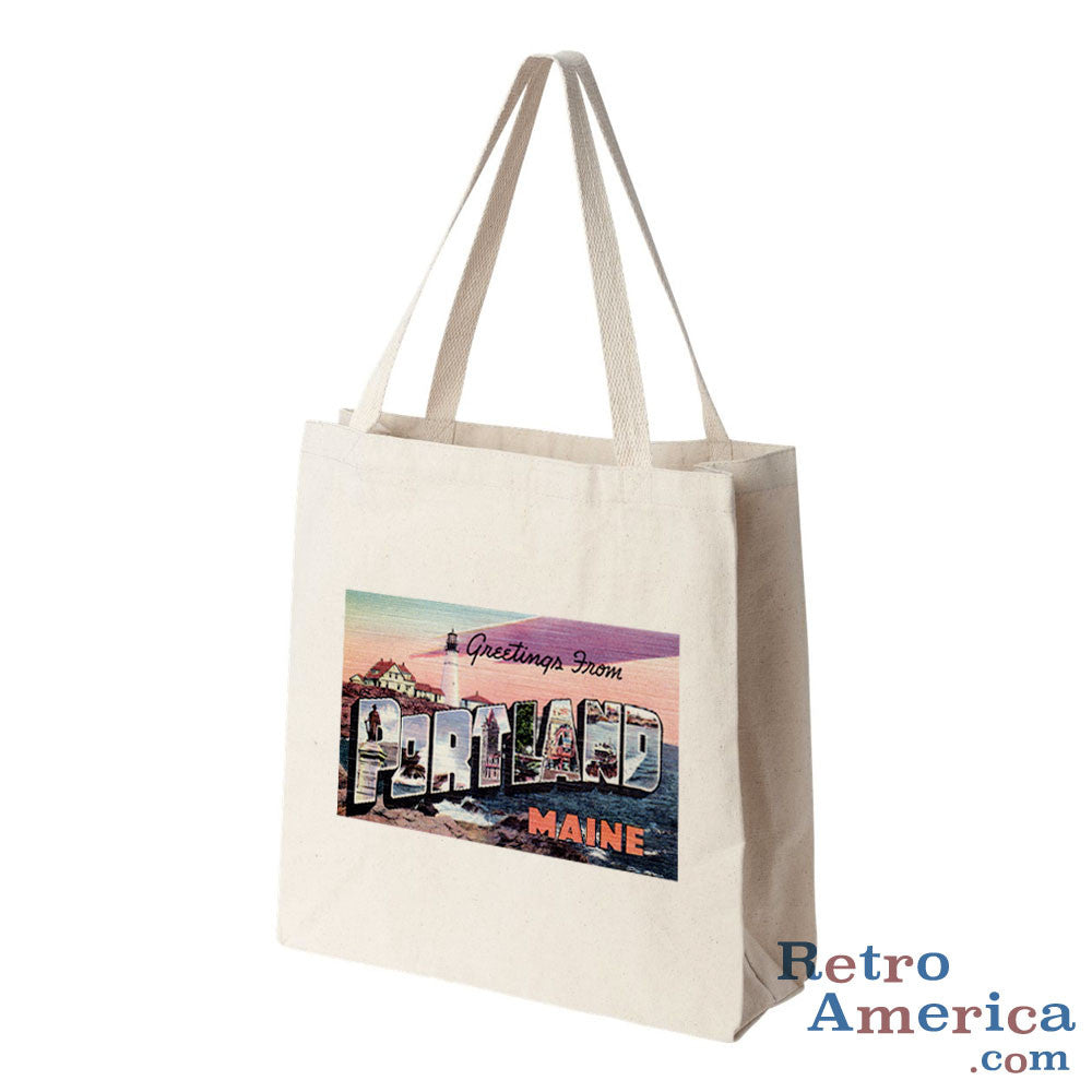 Greetings from Portland Maine ME 2 Postcard Tote Bag